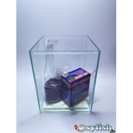 Aquarium cuve nue 20 x 20 x 25cm - 10 litres + Filtre sous sable + Pouzzolane + Pompe à air