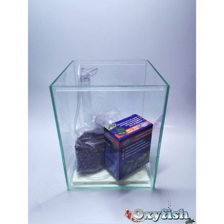 Aquarium cuve nue 20 x 20 x 25cm - 10 litres + Filtre sous sable + Pouzzolane + Pompe à air