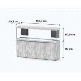 AQUARIUM + MEUBLE SPLENDID 200 BETON - 500L - 200 x 50 x 144 cm