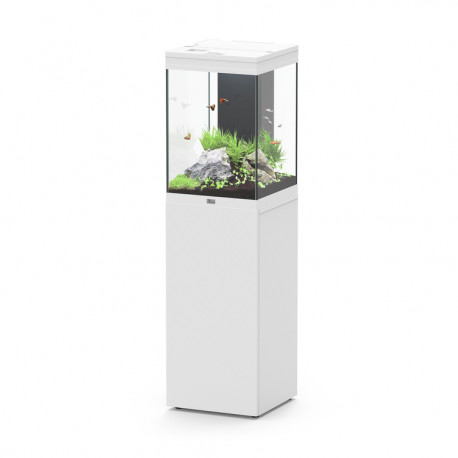 AQUARIUM + MEUBLE AQUA TOWER SET 96 LED PRO BLANC - 40 x 40 x 145 cm